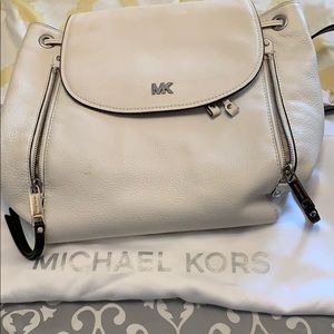 Michael Kors white back pack purse